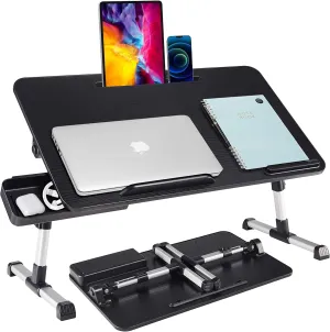 Lap Desk for Laptop,BUILDEC Adjustable Laptop Stand for Desk with Storage Drawer,Foldable Legs Standing Lap Table for Reading, Eating, Working, Writing, Gaming and Drawing in Bed Sofa Couch Floor
