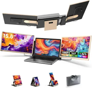 Laptop Screen Extender, 15.6'' Laptop Monitor Extender with 86% NTSC FHD 1080P Display, Detachable Triple Portable Monitor Compatible with Windows/Mac/DeX/Chrome, Also Works with Desktop/Mini PC