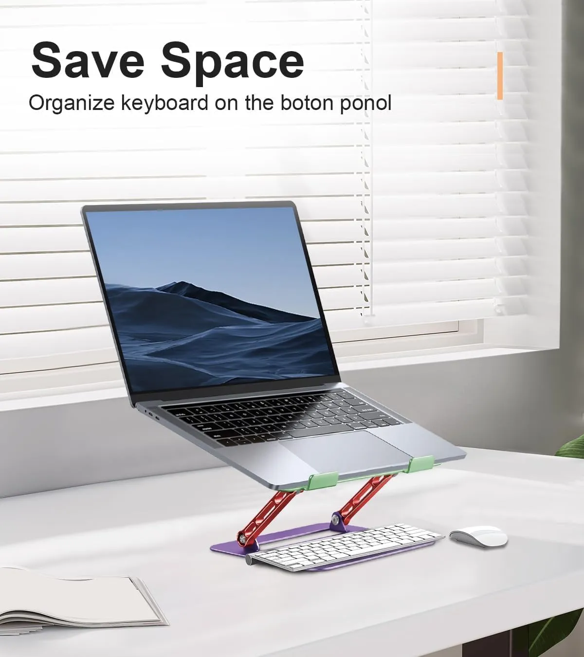 Laptop Stand for Desk－Adjustable Laptop Stand Holder －Foldable Notebook Computer Stands for MacBook Air Pro HP Lenovo Dell Samsung Chromebook, 10-15.6 inch, Mixed Color