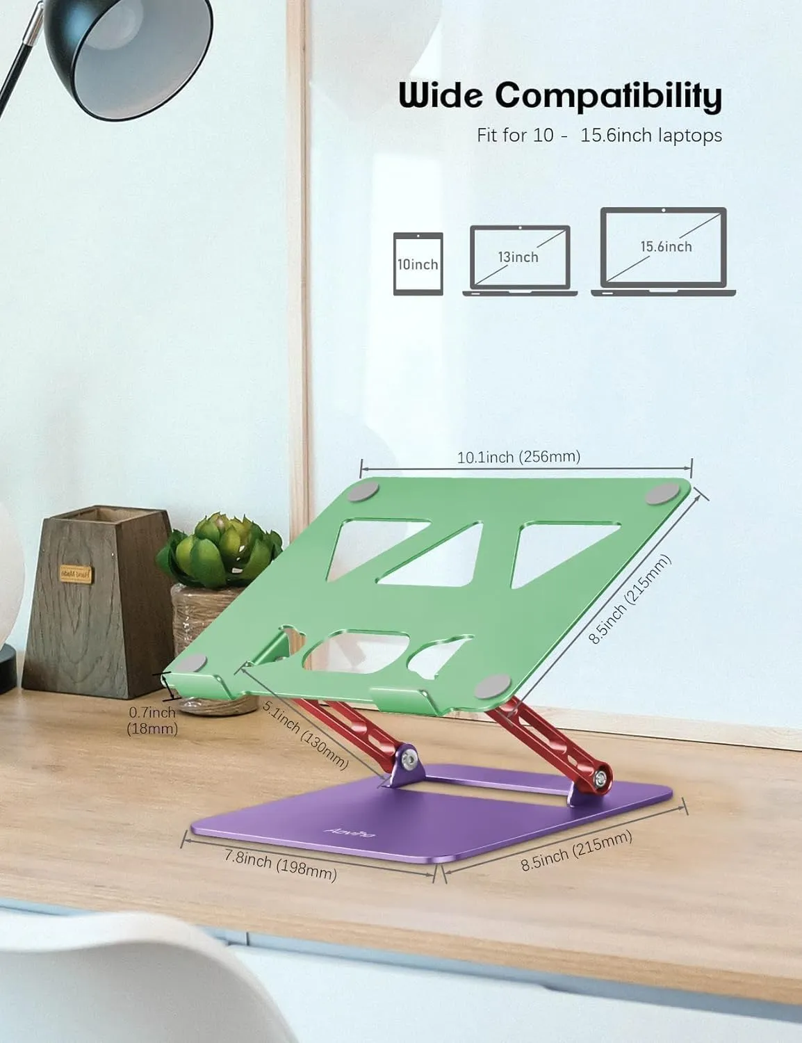Laptop Stand for Desk－Adjustable Laptop Stand Holder －Foldable Notebook Computer Stands for MacBook Air Pro HP Lenovo Dell Samsung Chromebook, 10-15.6 inch, Mixed Color