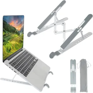 Laptop Stand, Laptop Holder Riser, Adjustable Aluminum Foldable Portable Notebook Stand, Compatible with 10-15.6” Laptops and Tablets (Silver)