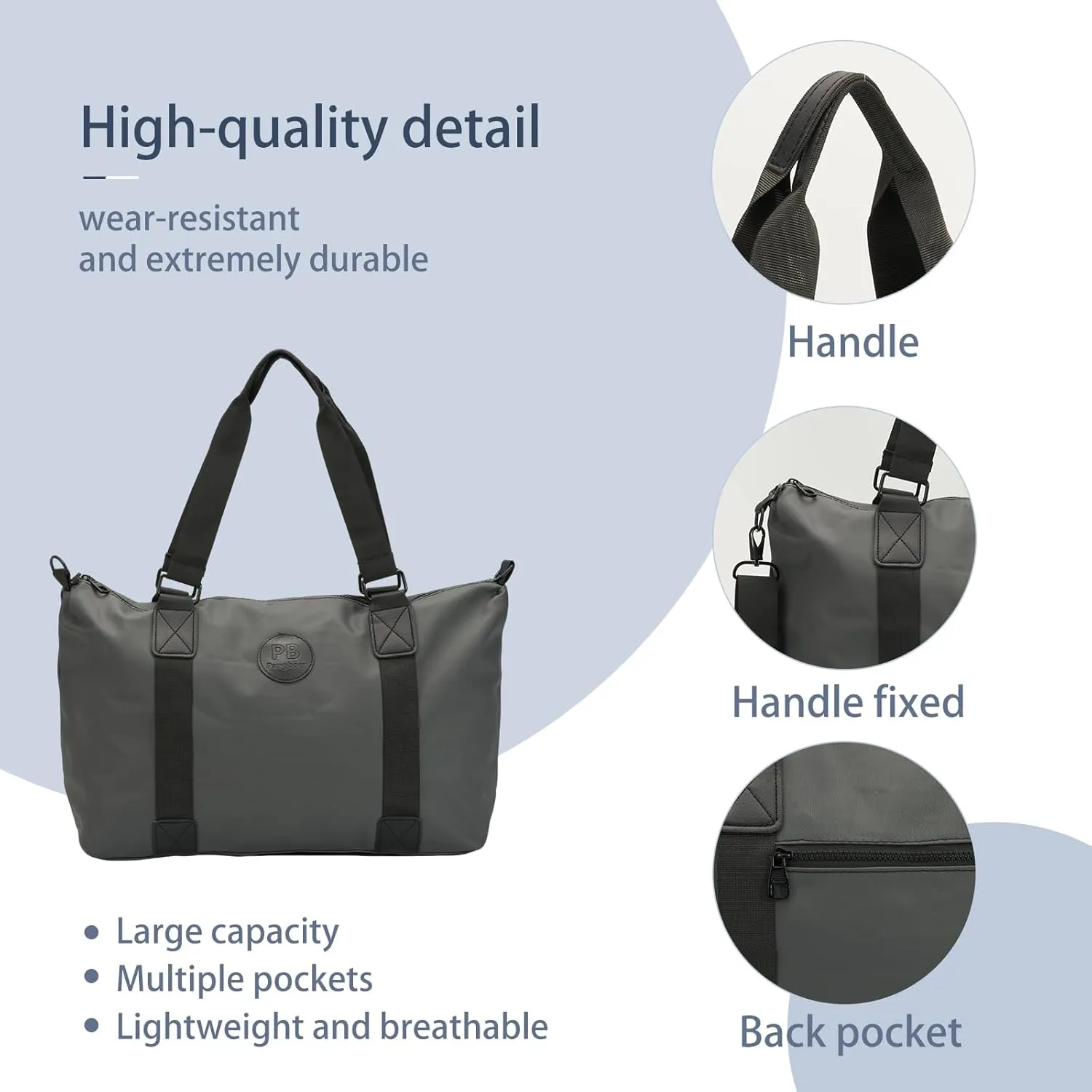 Large Capacity Travel Tote Bag, Lightweight Durable, Multiple Pockets，Lightweight Handbag，Travel Bag Tote Bag Workout Bag