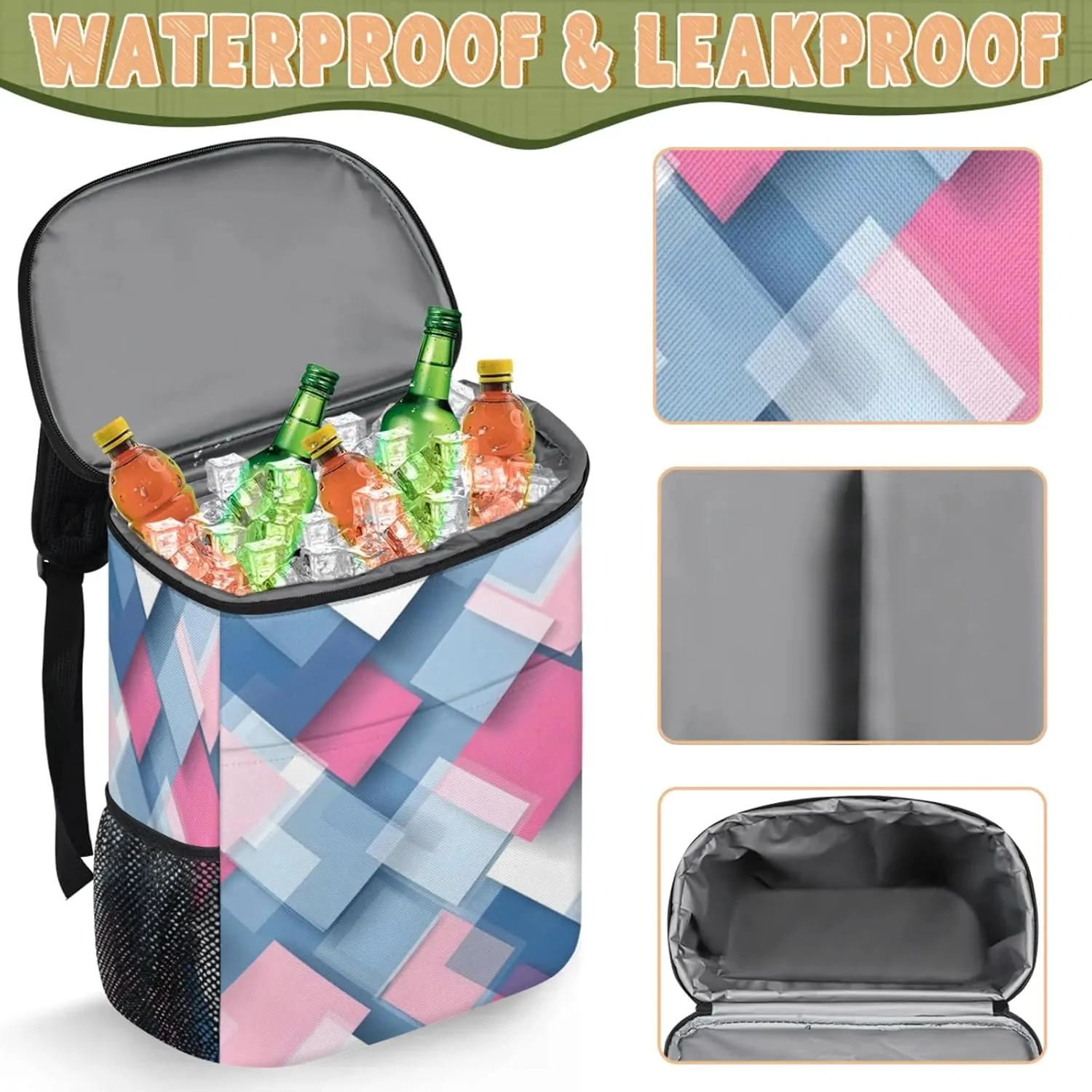 Large Insulated Cooler Backpack, Leak Proof Backpack 30 Cans, Cooler Bag for 12h Hot/Cold Retention