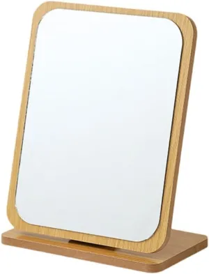 Large Portable Upright Makeup Mirror with Wooden Stand(Large vertical square mirror)