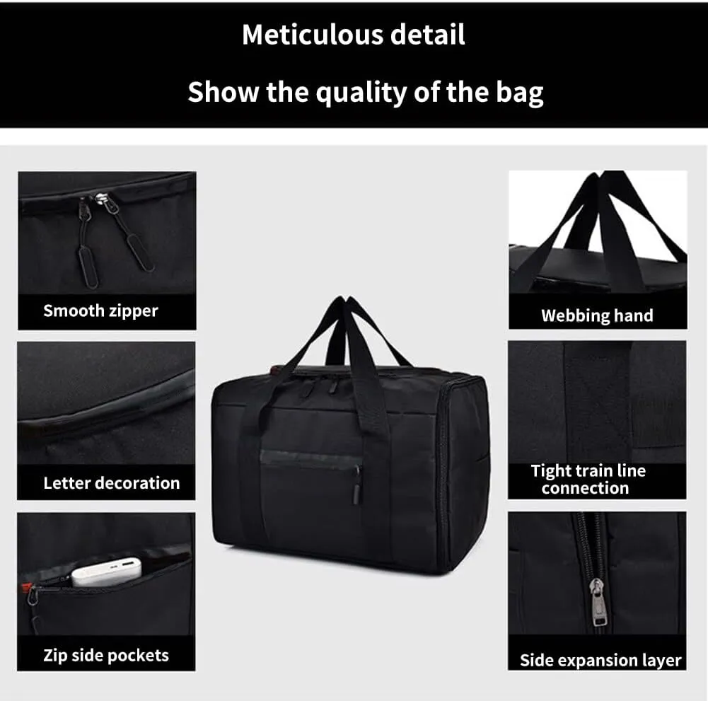 Large Travel Duffle Bag Expandable Duffle Bag Lightweight Waterproof Tear Resistant Duffle Bag Automotive Roof Cargo Luggage Carrier for Outdoor Camping Gym Weekender Bag for Men Women - Black