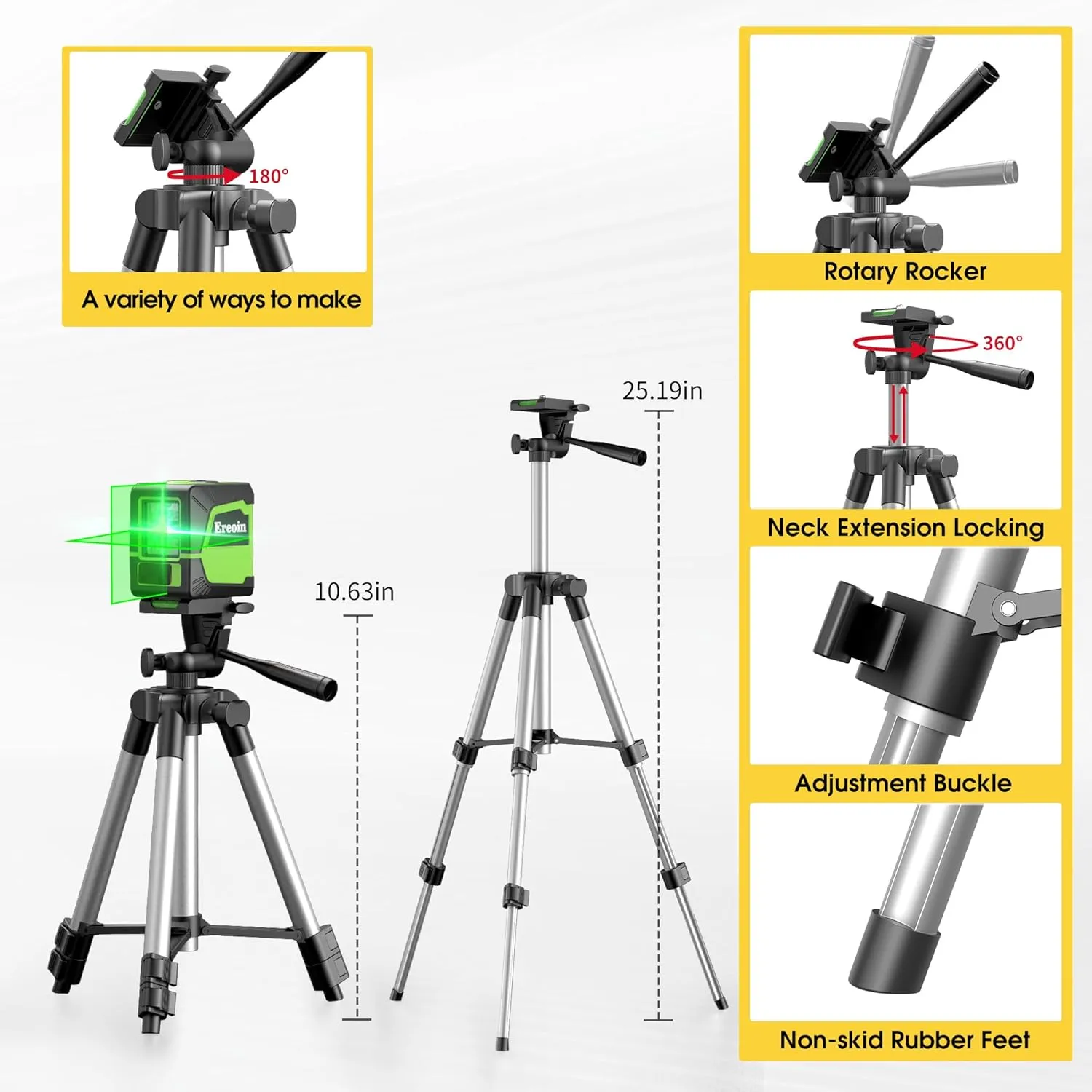 Laser Level with Tripod, 100Ft/30m Self Leveling Green Cross Line Self Level Laser Tool for Picture Hanging, Tile, Construction Indoor Project,Construction with 25in Tripod, 2 AA Batteries，Carry Bag