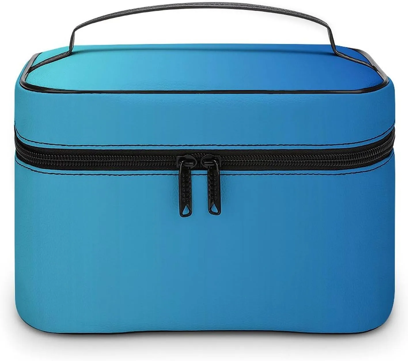 Leather Cosmetic Case, Blue Ombre Portable Makeup Bag Organizer Large Capacity Travel Toiletry Bag with Zipper
