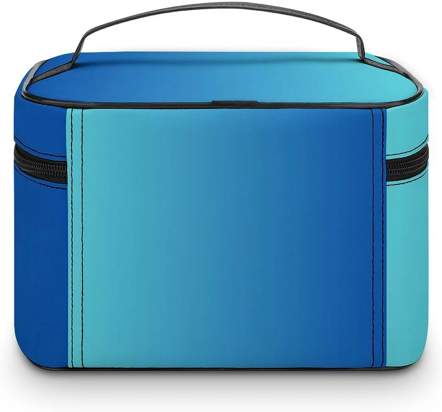 Leather Cosmetic Case, Blue Ombre Portable Makeup Bag Organizer Large Capacity Travel Toiletry Bag with Zipper