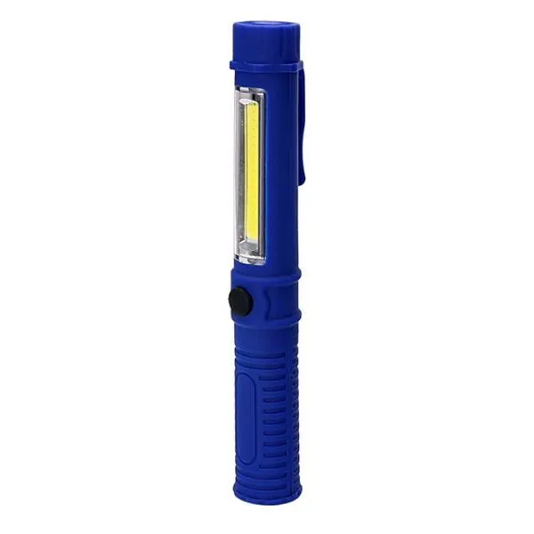 LED COB Portable Plastic Flashlight with Magnetic Clip - Blue