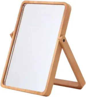 Led Magnifying Mirror Lights Square Wooden Foldable Portable Makeup Mirror for Women Touchscreen Great for Travel