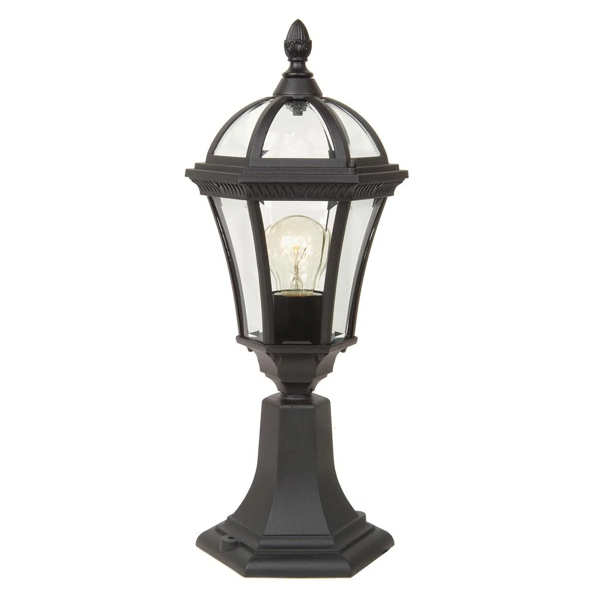 Ledbury 1 Light Pedestal Lantern | Black