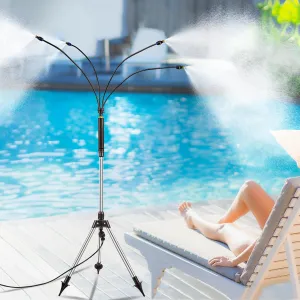 LifeIdeas Standing Misters for Outside Patio, 49.2IN Adjustable Stand Mister, Outdoor Portable Stand Misting with 32.8FT(10M) Water Supply Line, Mister Cooling System for Patio Cooling,Backyard,BBQ
