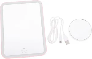 LIFKOME Led Makeup Mirror 3-Level Dimmable Foldable Stand Abs Frame Glass for Desk Bedroom or Bathroom