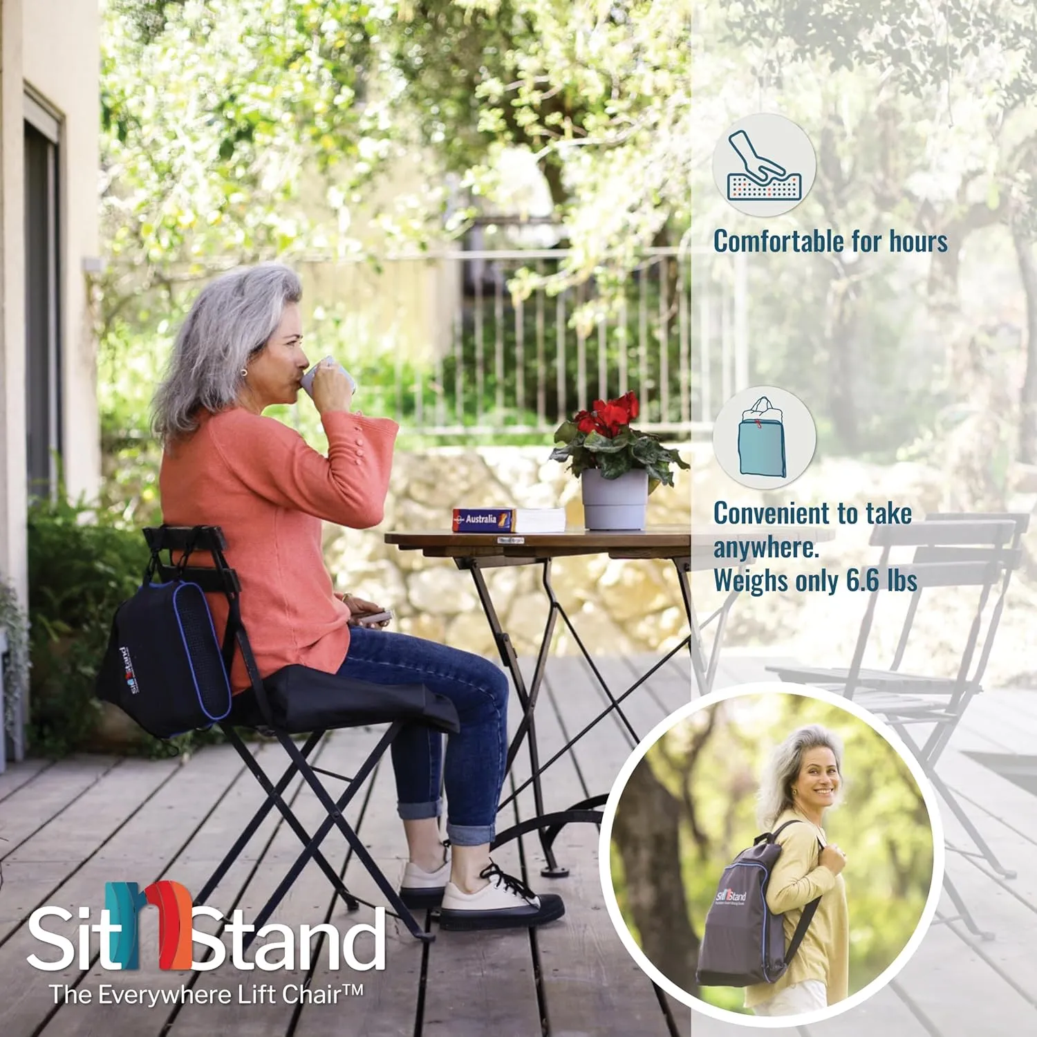 Lift Assist Compact for Travel- 400lb Capacity Chair Lift Assist for Seniors, 100% Stand Assist Chair Lifts for Elderly, Lightweight Sit-to-Stand Lift Seat, FSA/HSA Eligible