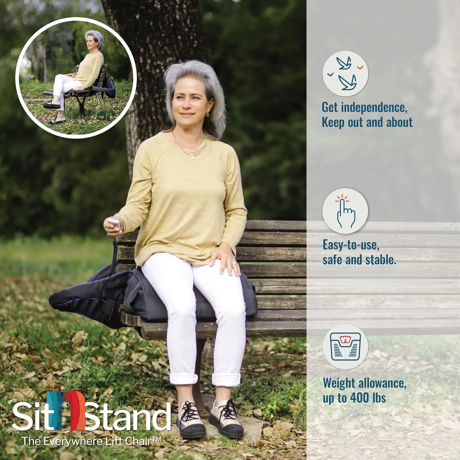 Lift Assist Compact for Travel- 400lb Capacity Chair Lift Assist for Seniors, 100% Stand Assist Chair Lifts for Elderly, Lightweight Sit-to-Stand Lift Seat, FSA/HSA Eligible