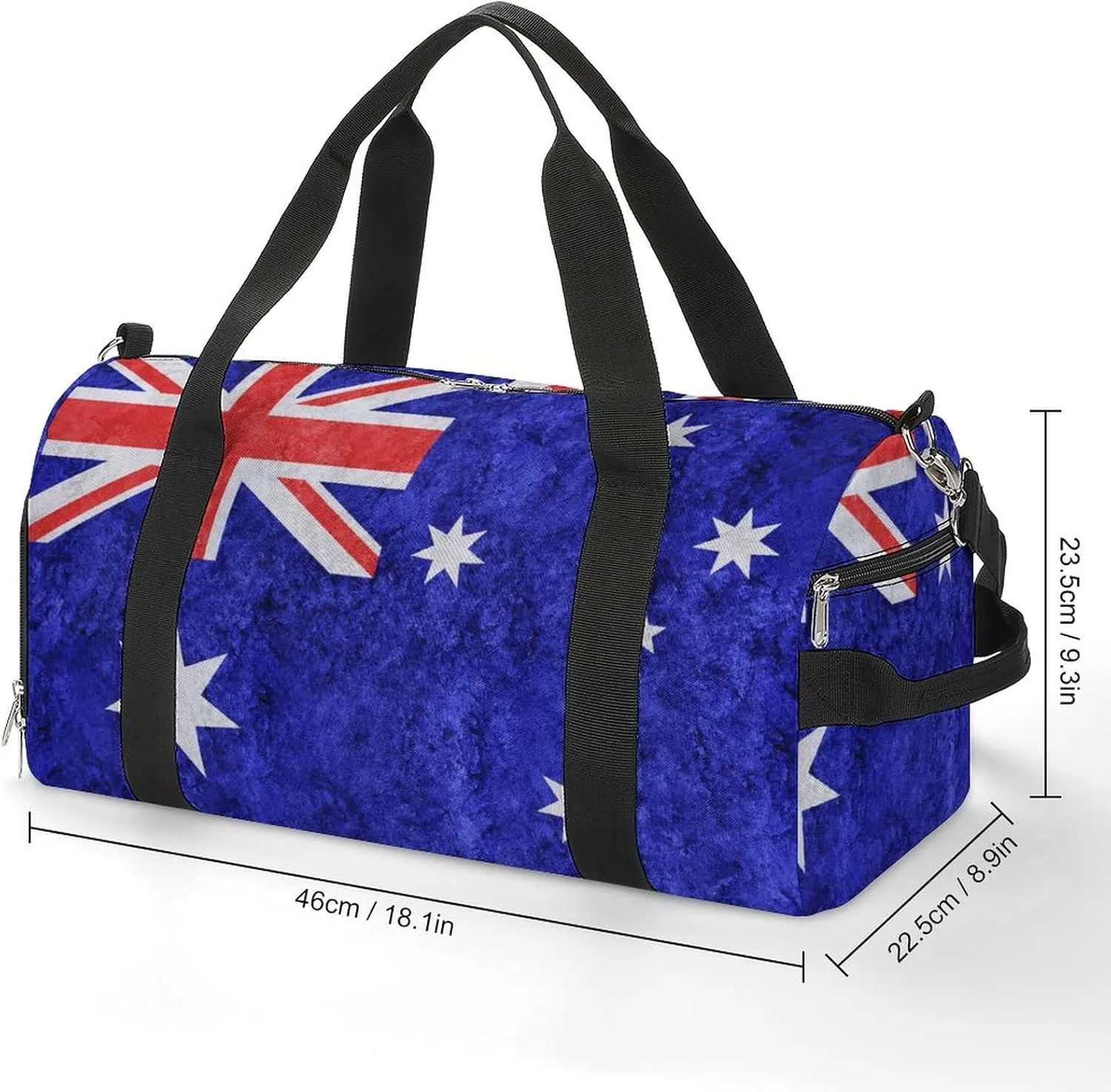 Lightweight Australia Flag Textured Sports Duffel Bag with Shoe Compartment for Yoga Beach
