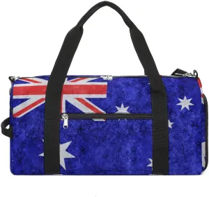 Lightweight Australia Flag Textured Sports Duffel Bag with Shoe Compartment for Yoga Beach