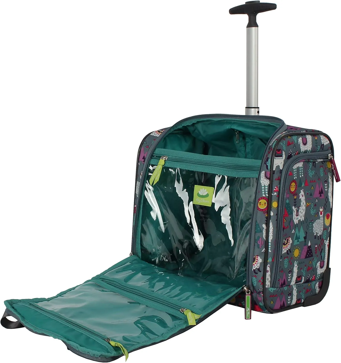 Lily Bloom Designer 15 Inch Carry On - Weekender Overnight Business Travel Luggage - Lightweight 2- Rolling Wheels Suitcase - Under Seat Rolling Bag for Women (One Size, Llama Mama)