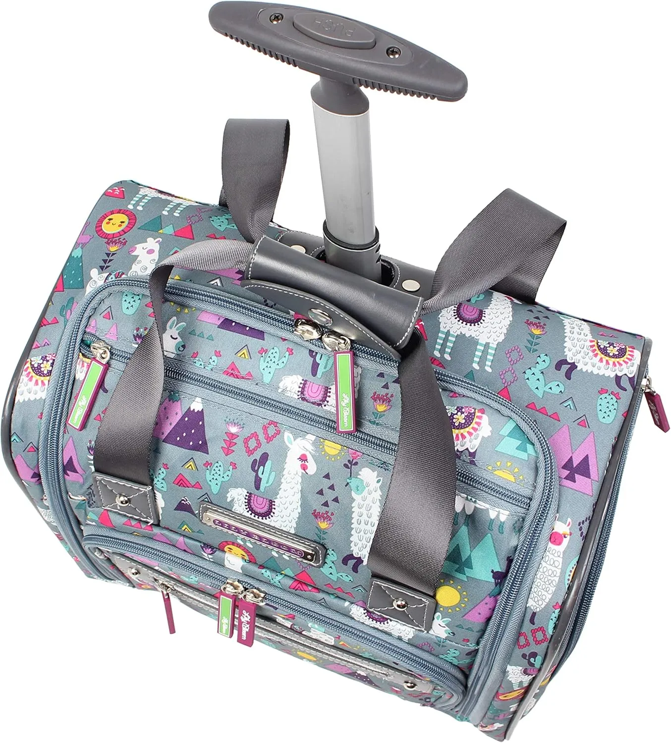 Lily Bloom Designer 15 Inch Carry On - Weekender Overnight Business Travel Luggage - Lightweight 2- Rolling Wheels Suitcase - Under Seat Rolling Bag for Women (One Size, Llama Mama)