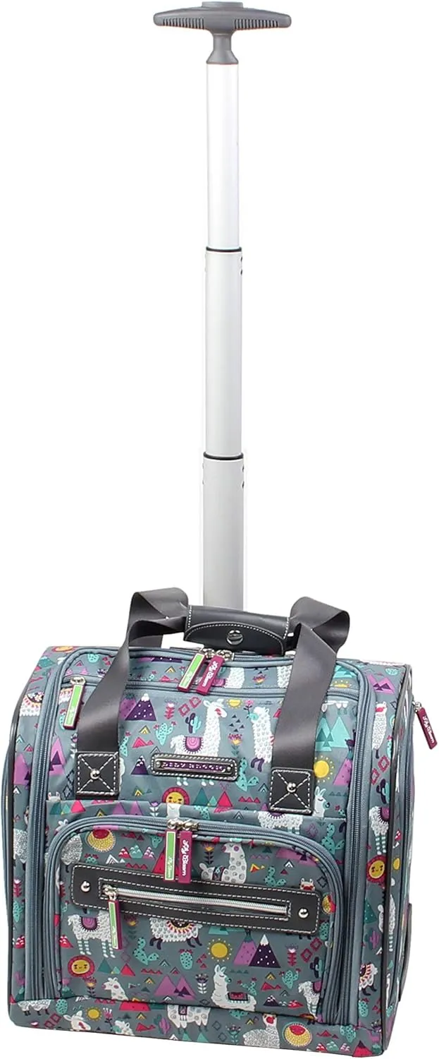 Lily Bloom Designer 15 Inch Carry On - Weekender Overnight Business Travel Luggage - Lightweight 2- Rolling Wheels Suitcase - Under Seat Rolling Bag for Women (One Size, Llama Mama)
