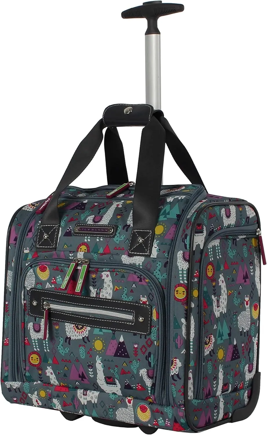 Lily Bloom Designer 15 Inch Carry On - Weekender Overnight Business Travel Luggage - Lightweight 2- Rolling Wheels Suitcase - Under Seat Rolling Bag for Women (One Size, Llama Mama)