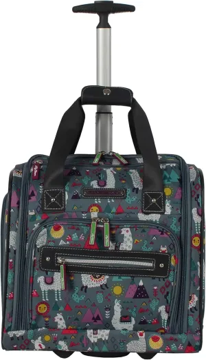 Lily Bloom Designer 15 Inch Carry On - Weekender Overnight Business Travel Luggage - Lightweight 2- Rolling Wheels Suitcase - Under Seat Rolling Bag for Women (One Size, Llama Mama)
