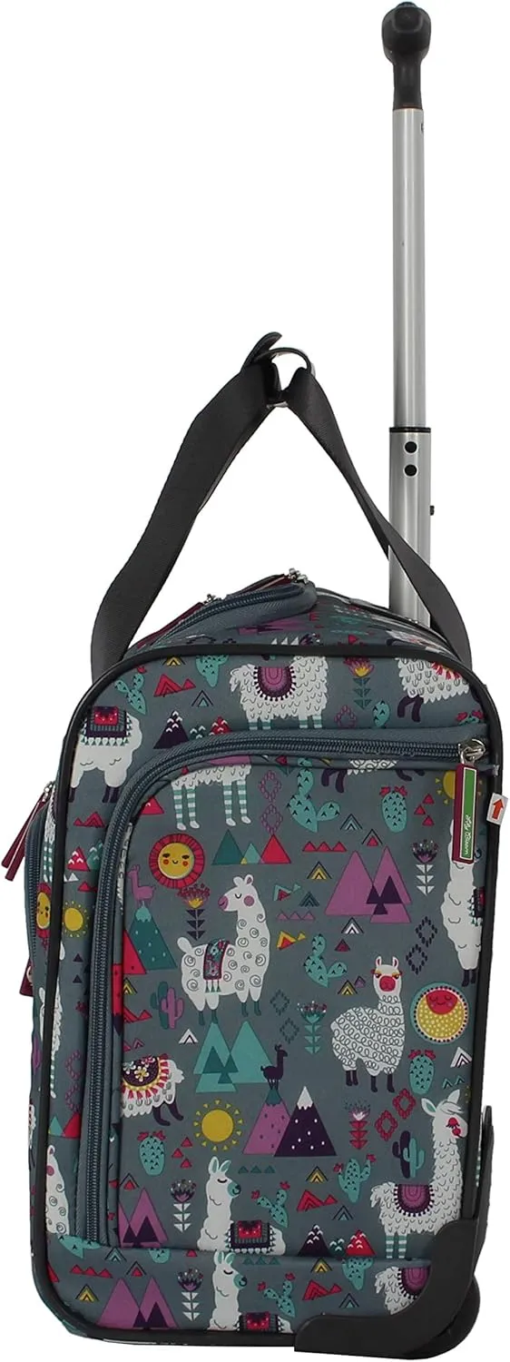 Lily Bloom Designer 15 Inch Carry On - Weekender Overnight Business Travel Luggage - Lightweight 2- Rolling Wheels Suitcase - Under Seat Rolling Bag for Women (One Size, Llama Mama)