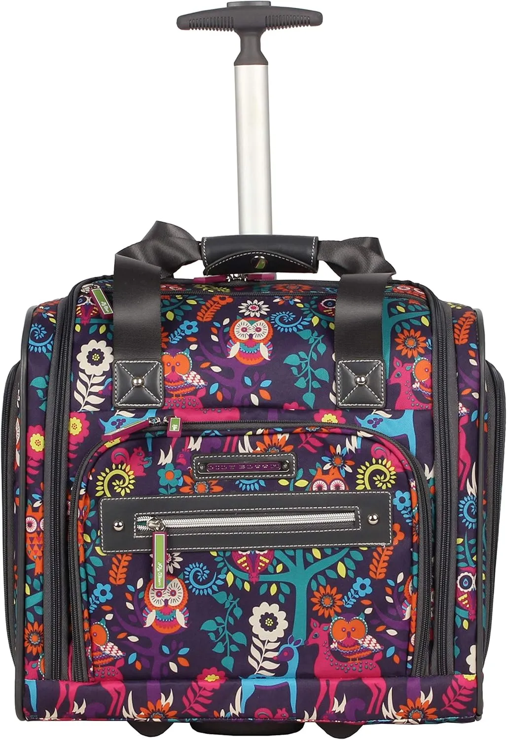 Lily Bloom Designer 15 Inch Carry On - Weekender Overnight Business Travel Luggage - Lightweight 2- Rolling Wheels Suitcase - Under Seat Rolling Bag for Women (Wildwoods)