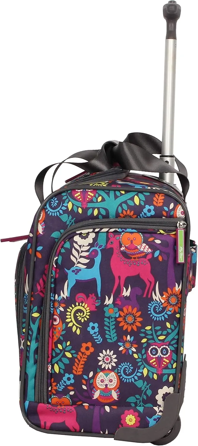 Lily Bloom Designer 15 Inch Carry On - Weekender Overnight Business Travel Luggage - Lightweight 2- Rolling Wheels Suitcase - Under Seat Rolling Bag for Women (Wildwoods)