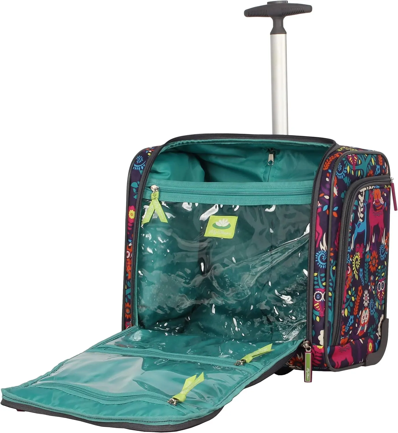 Lily Bloom Designer 15 Inch Carry On - Weekender Overnight Business Travel Luggage - Lightweight 2- Rolling Wheels Suitcase - Under Seat Rolling Bag for Women (Wildwoods)