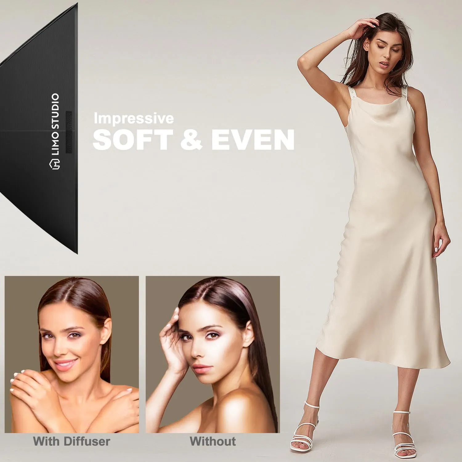 LimoStudio (LED Super Bright) 1800W Output 20 x 28 inch Softbox Continuous Lighting Kit, 5500K-6500K Neutral Day Light Color Temperature, 7600 Lumen, CRI>95, Soft Box Diffuser, 3-Leaf Bulb, AGG3427