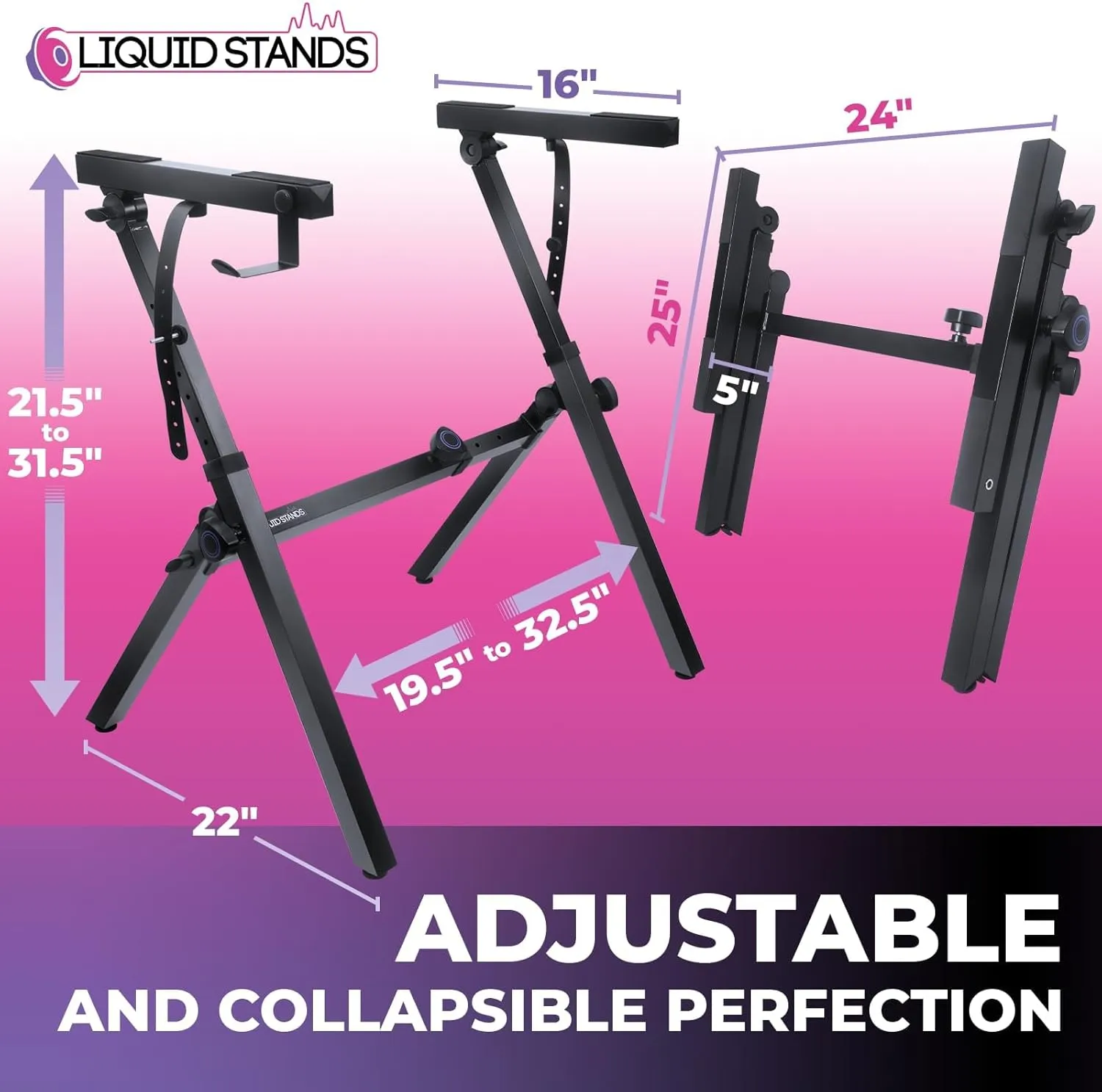 Liquid Stands Foldable Piano Keyboard Stand - 54-88 Key Z Style Adjustable Digital Piano Stand Electric Piano Stand - Portable Heavy Duty Music Stand for Kids, Adults - Sturdy Musical Keyboard Stand