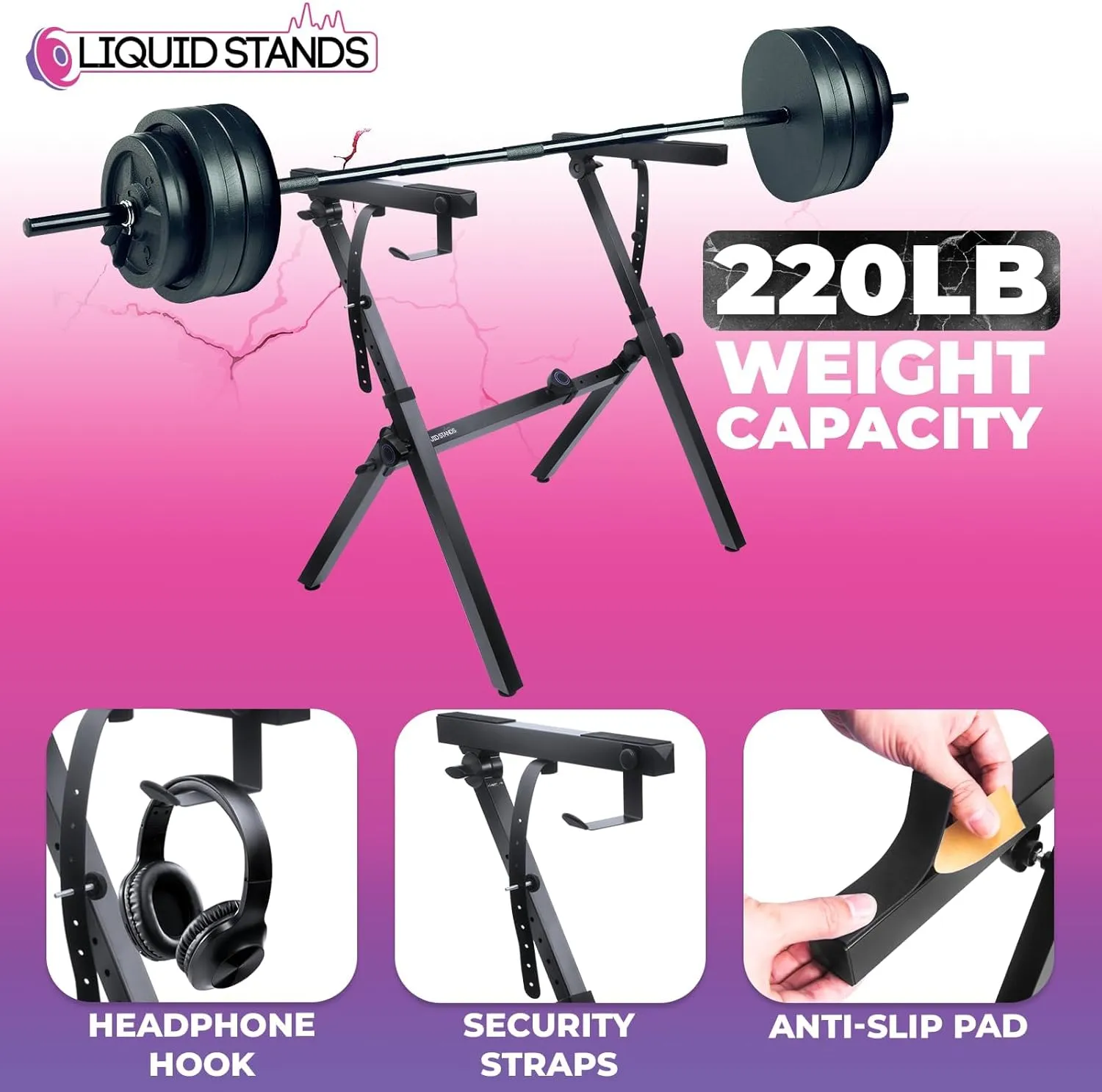 Liquid Stands Foldable Piano Keyboard Stand - 54-88 Key Z Style Adjustable Digital Piano Stand Electric Piano Stand - Portable Heavy Duty Music Stand for Kids, Adults - Sturdy Musical Keyboard Stand