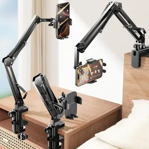 LISEN Phone Holder for Bed Desk [3rd Upgrade] Cell Phone Stand for Desk,Recording iPhone Mount for Gooseneck iPhone Holder for Filming Camera Laying Down,Bed Accessories Flexible Arm Clamp Clip Stand