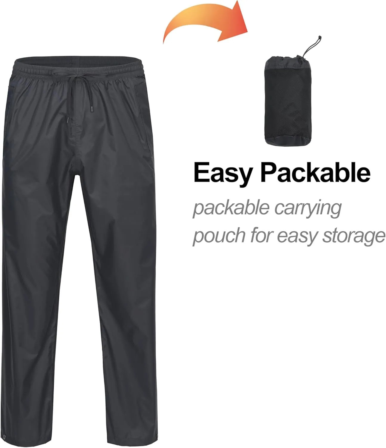 Little Donkey Andy Women's Lightweight Packable Waterproof Rain Pants with Pockets for Hiking Travel Fishing
