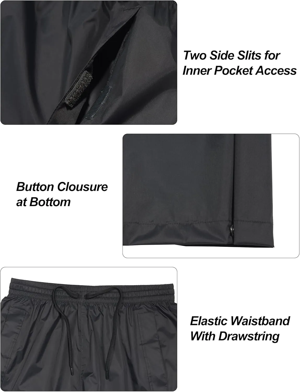 Little Donkey Andy Women's Lightweight Packable Waterproof Rain Pants with Pockets for Hiking Travel Fishing
