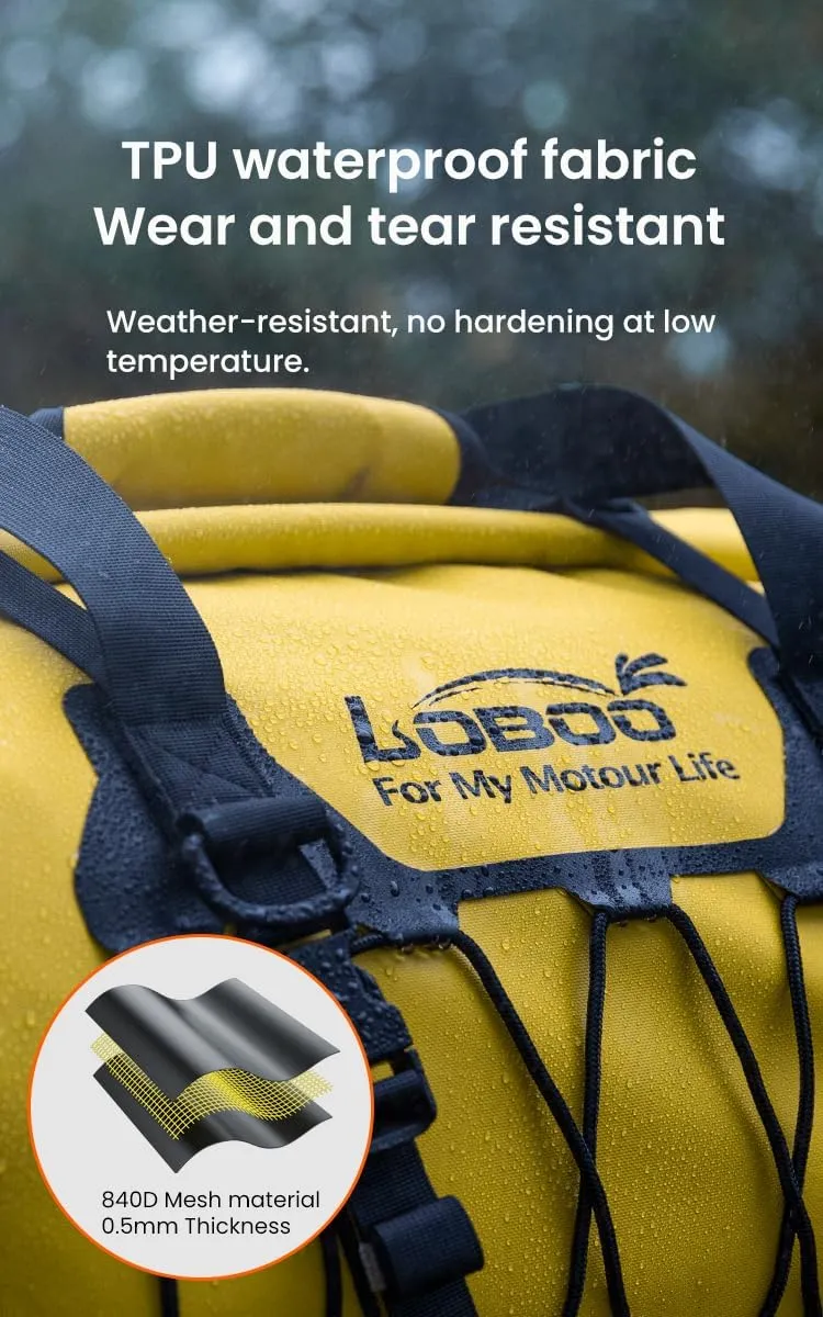 Loboo Motorcycle Travel Luggage Bag, 50L, Yellow, 53cm x 20cm x 30cm