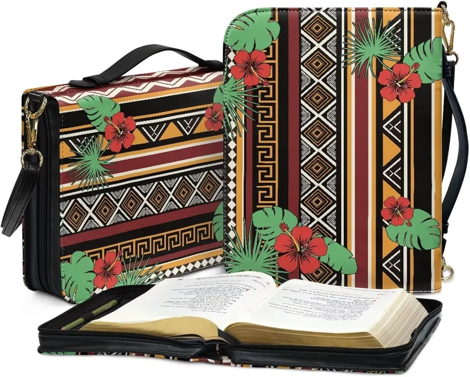 Lotusorchid Bible Cover Bag for Women, Men Bible Accessories with Handle, Bible Carrier Tote with Detachable Shoulder Strap