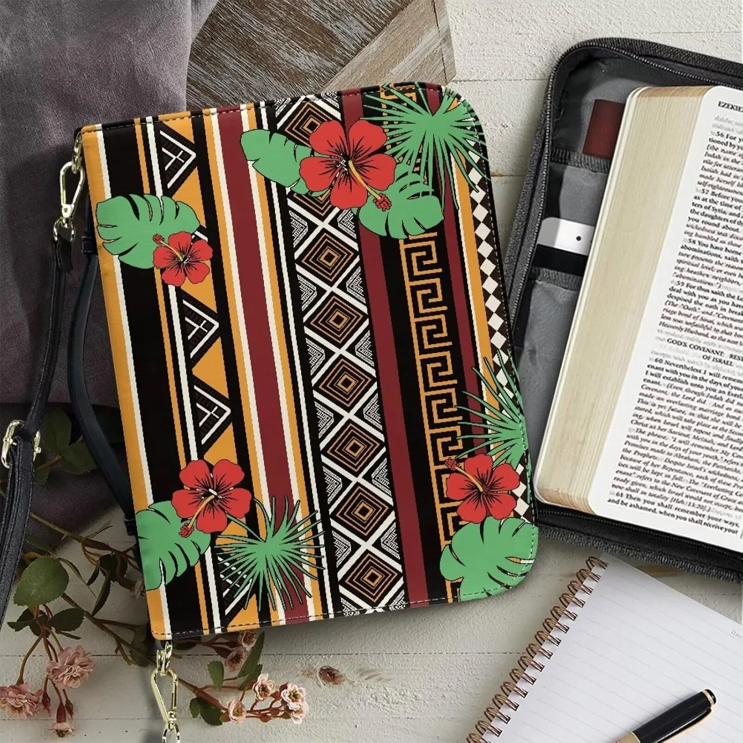 Lotusorchid Bible Cover Bag for Women, Men Bible Accessories with Handle, Bible Carrier Tote with Detachable Shoulder Strap