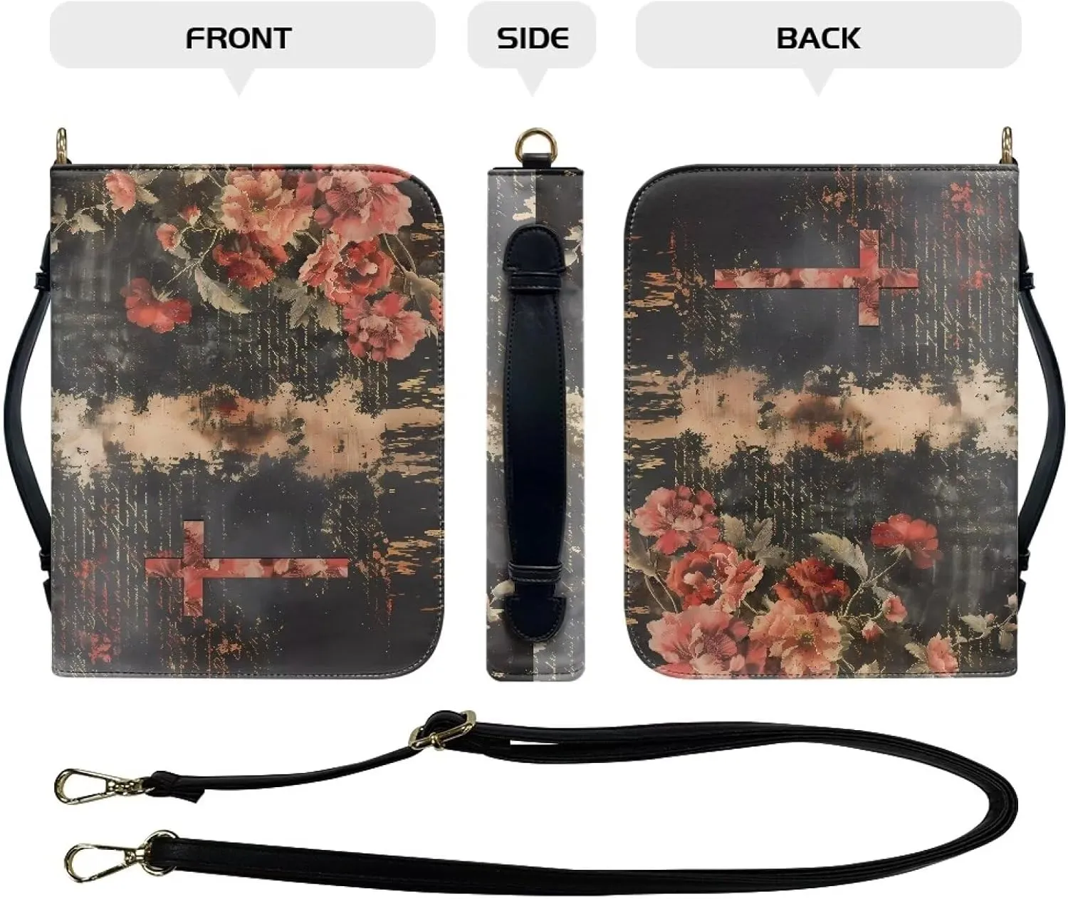 Lotusorchid Bible Cover for Women, Bible Book Cover for Men with Pocket, Bible Tote Bag with Detachable Shoulder Strap