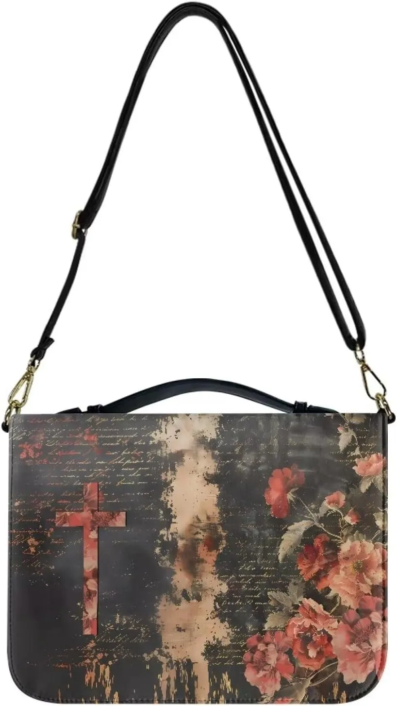 Lotusorchid Bible Cover for Women, Bible Book Cover for Men with Pocket, Bible Tote Bag with Detachable Shoulder Strap