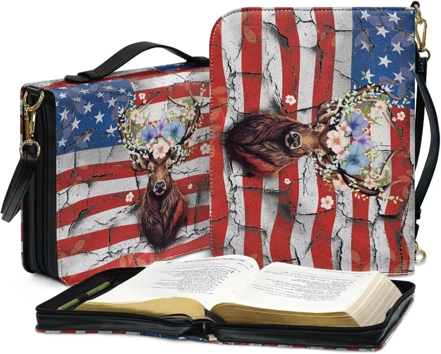 Lotusorchid Church Bible Bag for Women, Bible Cover Case for Men, Large Bible Accessories with Detachable Shoulder Strap