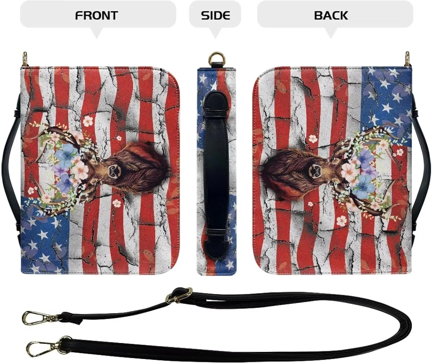 Lotusorchid Church Bible Bag for Women, Bible Cover Case for Men, Large Bible Accessories with Detachable Shoulder Strap