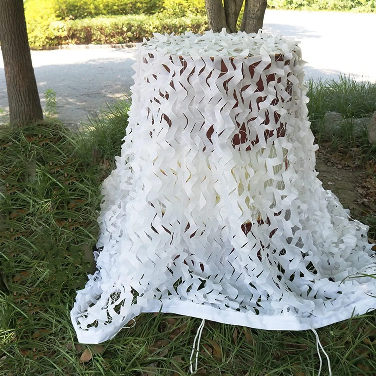 LTSRLL Reinforced Camo Netting - White - Camouflage Net Blinds - Tear Resistance Sunscreen Fabric Shade Netting for Tree Stand, Photography, Decorations