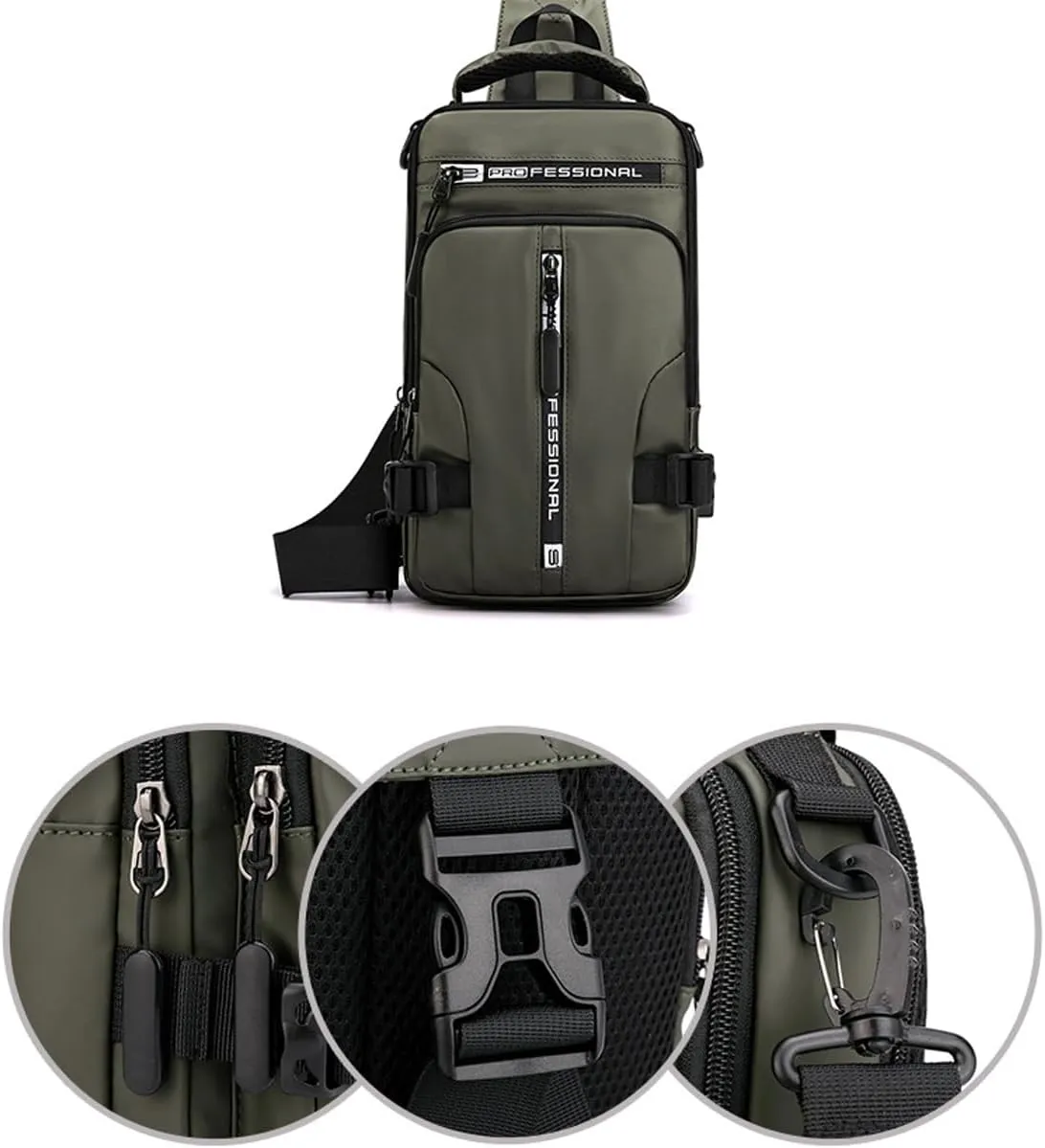 Luckyabow Waterproof Crossbody Bag, Waterproof Sling Bag Crossbody Backpack For Men Women For Hiking, Walking (Green)