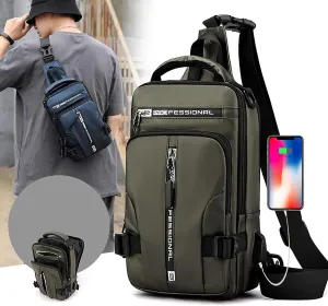 Luckyabow Waterproof Crossbody Bag, Waterproof Sling Bag Crossbody Backpack For Men Women For Hiking, Walking (Green)