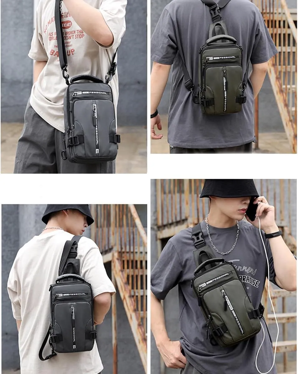 Luckyabow Waterproof Crossbody Bag, Waterproof Sling Bag Crossbody Backpack For Men Women For Hiking, Walking (Green)