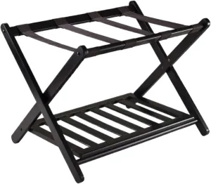 Luggage Rack Floor Standing with Shoes Shelf Suitcase Stand for Hotel Travel Home Heavy Duty Extra Wide Shelf Shoes Guest for Luggage