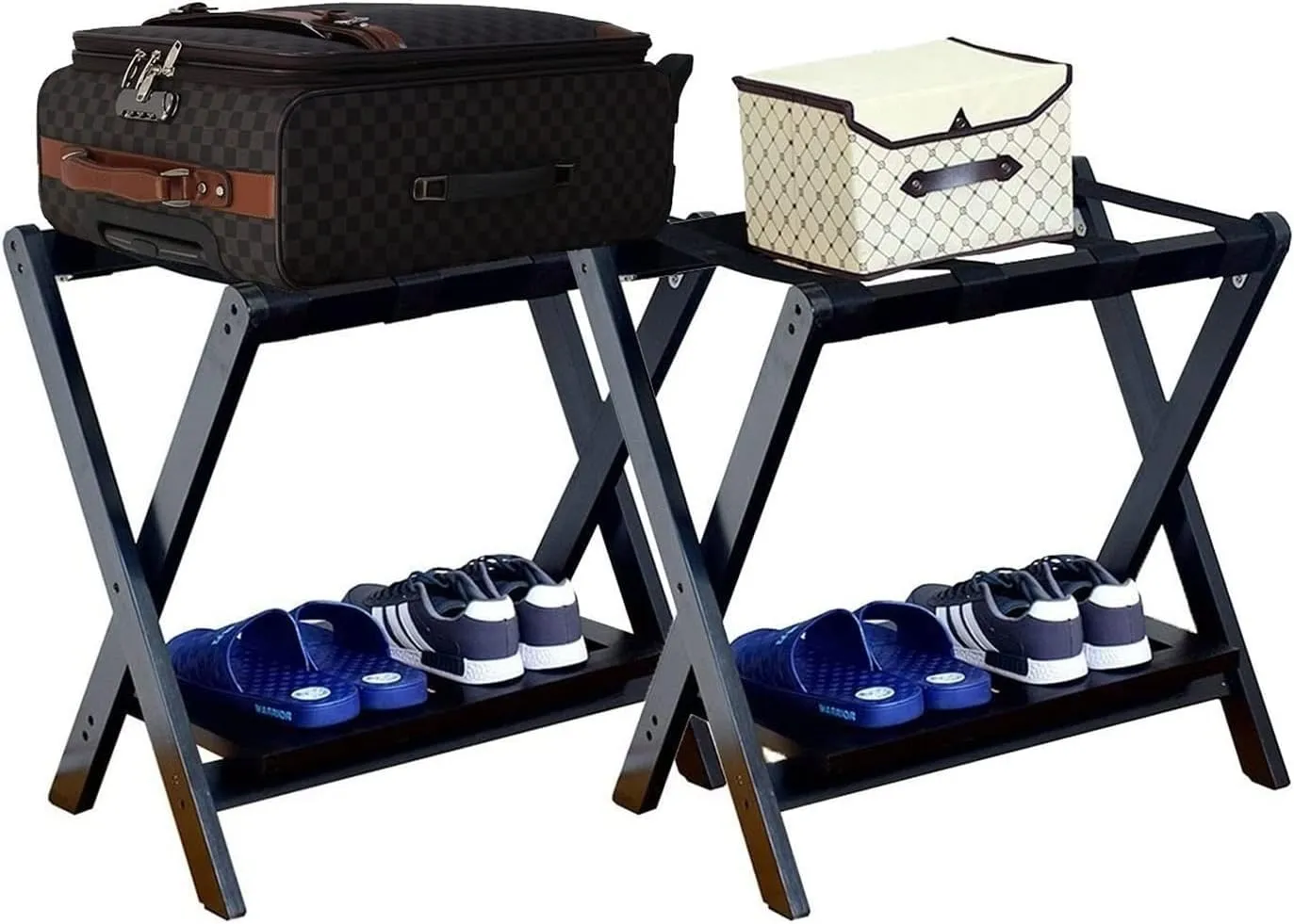 Luggage Rack for Guest Room - Suitcase Stand, Solid Wood Travel Bag Storage Rack, Hotel Home Luggage Rack/Shoe Rack, Foldable Hanger in Guest Room, Multi-Functional Portable Luggage Rack (Color :