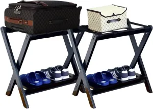 Luggage Rack for Guest Room - Suitcase Stand, Solid Wood Travel Bag Storage Rack, Hotel Home Luggage Rack/Shoe Rack, Foldable Hanger in Guest Room, Multi-Functional Portable Luggage Rack (Color :